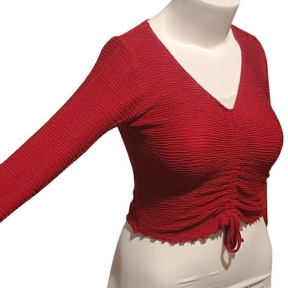 [Hollister] V-neck Long Sleeve Scrunch Front - Size M